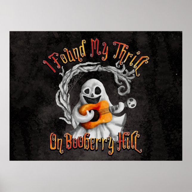 Halloween Ghost Guitar Booberry Backe Poster (Framsidan)