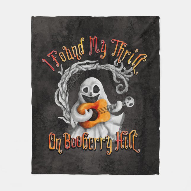Halloween Ghost Guitar Booberry Hill Fleecefilt (Framsidan)