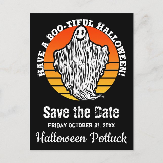Halloween Ghost har startat Spara-postkort Meddelande Vykort (Framsida)