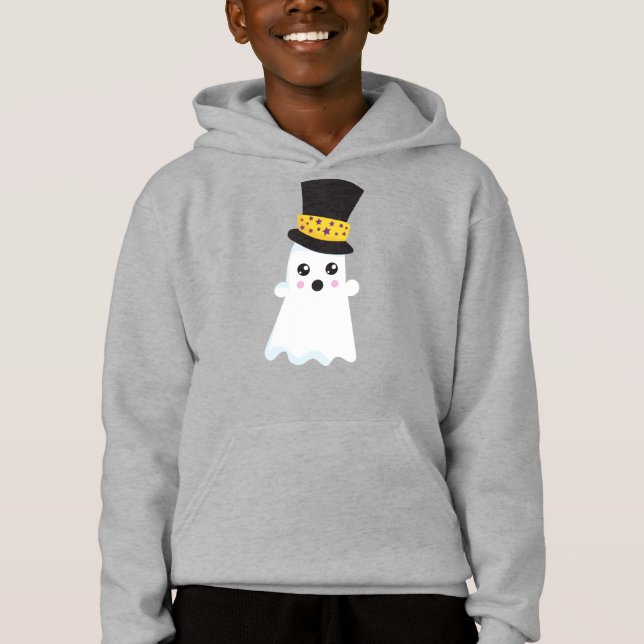 Halloween, Ghost, Hat, Boo, Bus eller godis T Shirt (Framsida)