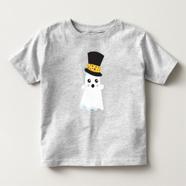 Halloween, Ghost, Hat, Boo, Bus eller godis T Shirt (Framsida)