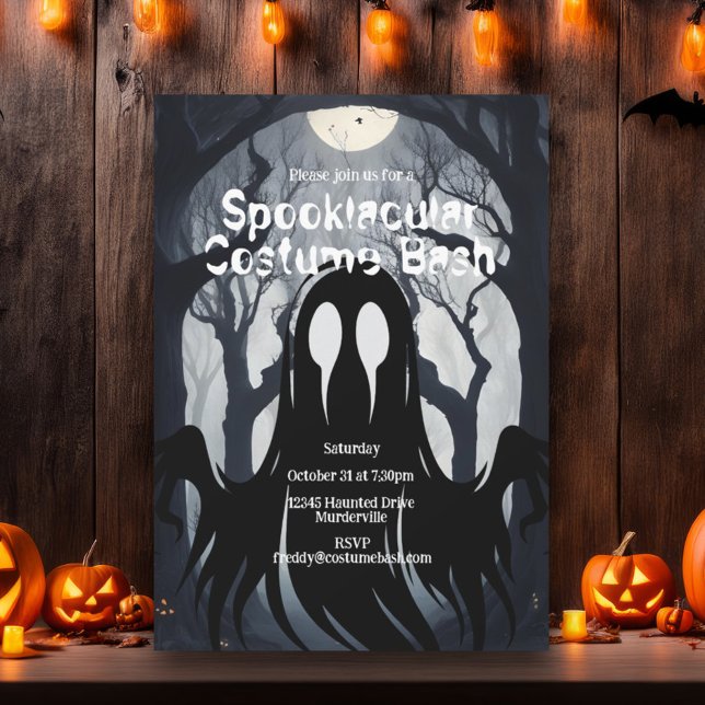 Halloween Ghost Haunted Forest Costume Party Inbjudningar (Skapare uppladdad)