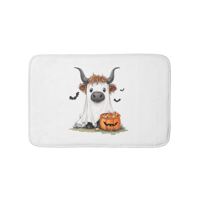 Halloween Ghost Highland Cow PNG Badrumsmatta (Framsidan)