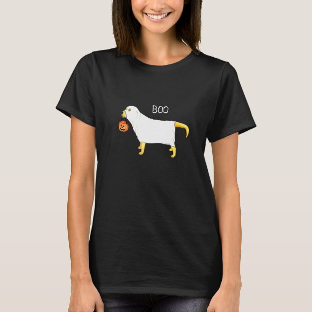 Halloween Ghost Hund Gult Labrador T Shirt (Framsida)