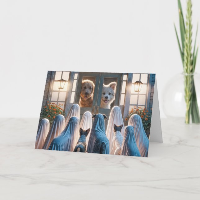 Halloween Ghost Hundar Kort (Framsida)