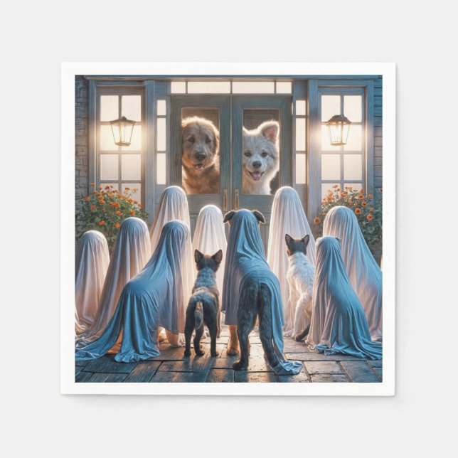 Halloween Ghost Hundar Pappersservett (Framsidan)