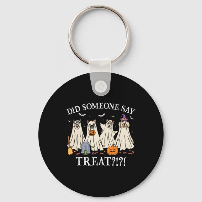 Halloween Ghost Hundar sa att Treat Ghost D Nyckelring (Framsida)
