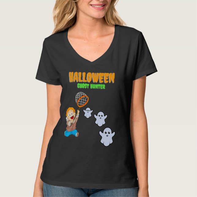 Halloween Ghost Hunter T Shirt (Framsida)
