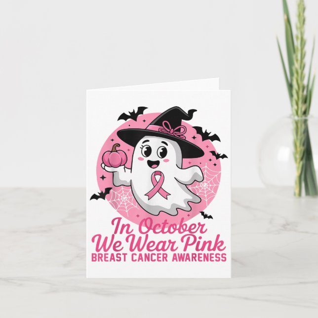 Halloween Ghost i oktober.. Vi Bära Nk Breast Canc Kort (Framsida)