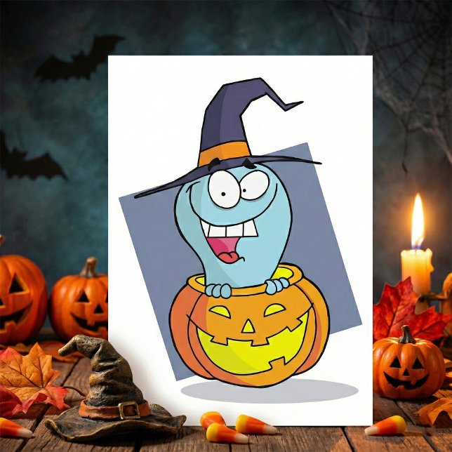 Halloween Ghost i Pumpkin Spooky Witch Inbjudningar (Skapare uppladdad)