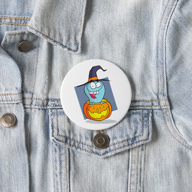 Halloween Ghost i Pumpkin Spooky Witch Knapp (Skapare uppladdad)
