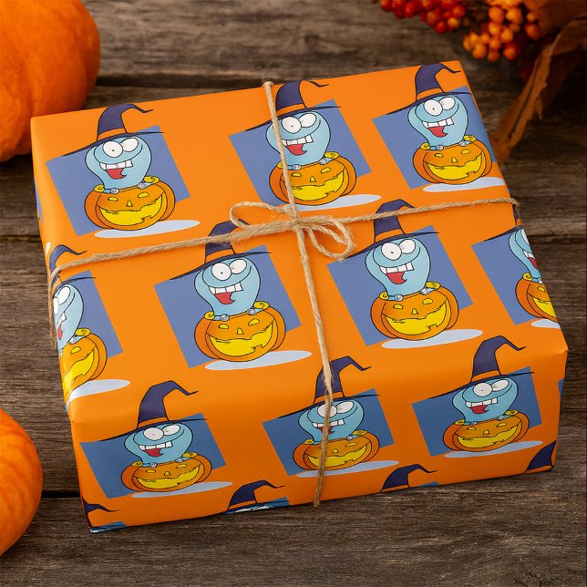 Halloween Ghost i Pumpkin Spooky Witch Presentpapper (Skapare uppladdad)