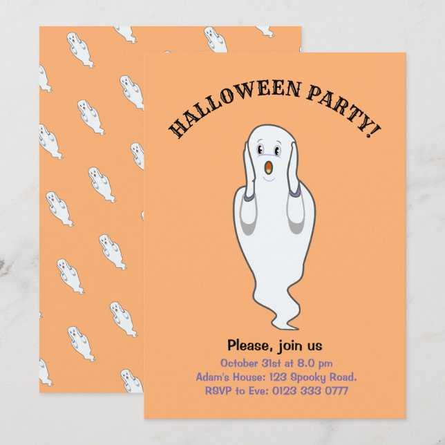 Halloween Ghost-inbjudan Inbjudningar (Fram/baksida)