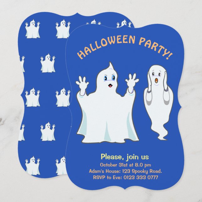 Halloween Ghost-inbjudan Inbjudningar (Fram/baksida)