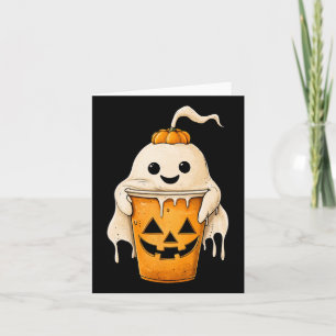 Halloween Ghost-iserad kaffe med Pumpkin Roligt Sp Kort