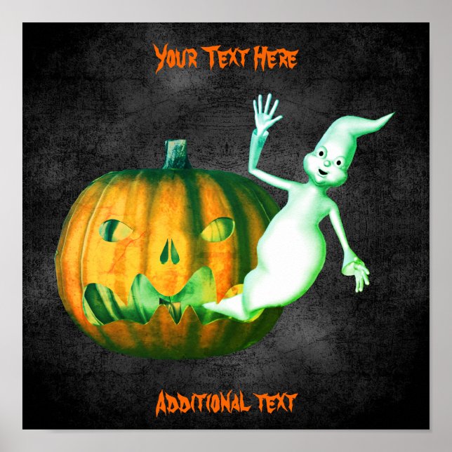 Halloween Ghost Jack o lantern Cute Personlig Poster (Framsidan)
