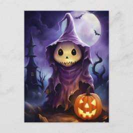 Halloween Ghost Jack-o'-lantern Illustration Helg Vykort