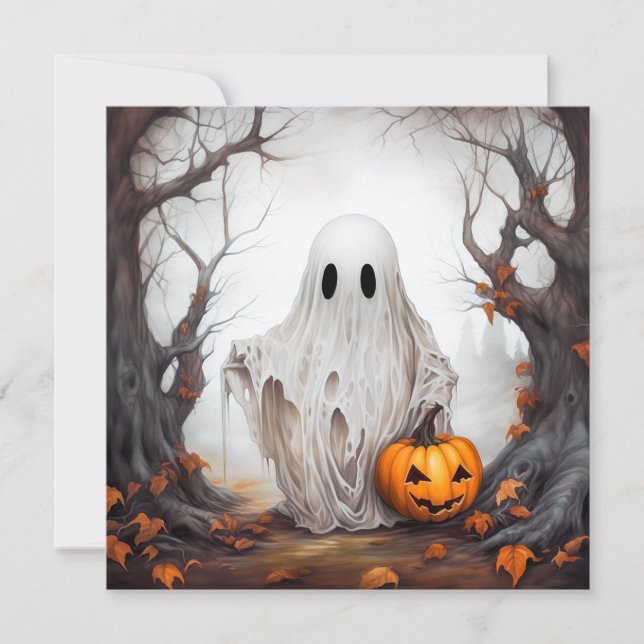 Halloween Ghost-kort Julkort (Framsida)