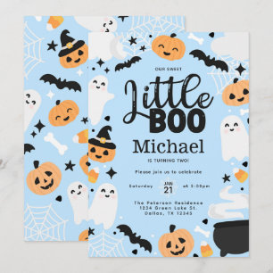 Halloween Ghost Little Boo 2:a födelsedagen Party Inbjudningar
