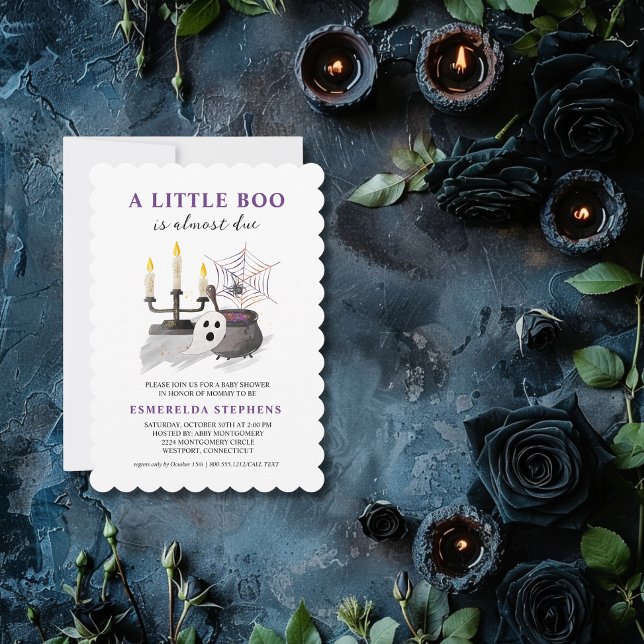 Halloween Ghost Little Boo Baby Shower Inbjudningar (A Little Boo Is Almost Due Baby Shower Invitation )