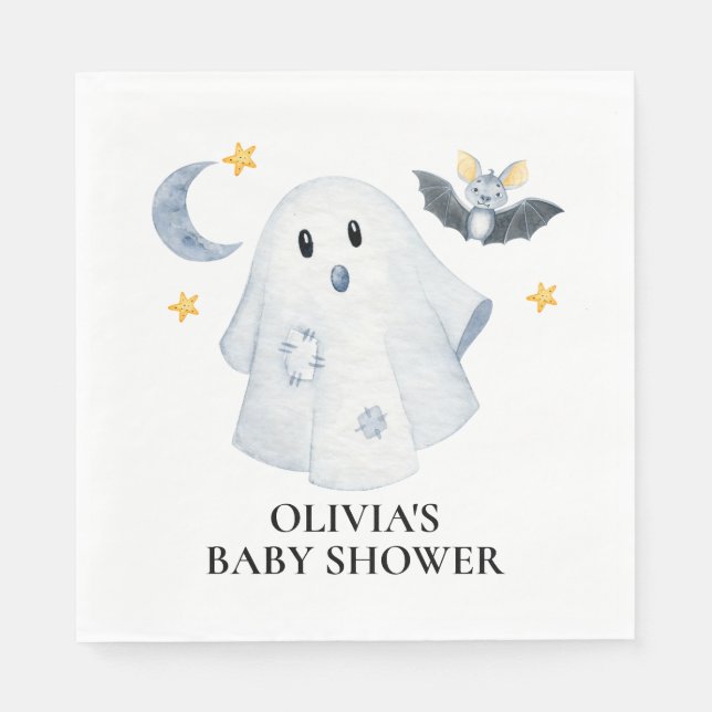 Halloween Ghost Little Boo Baby Shower Pappersservett (Framsidan)