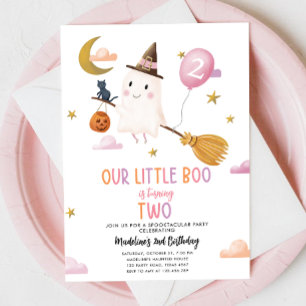 Halloween Ghost Little Boo Spooktacular Birthday Inbjudningar