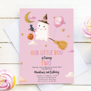 Halloween Ghost Little Boo Spooktacular Birthday Inbjudningar