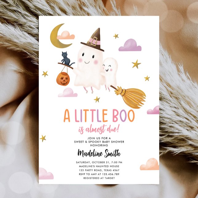 Halloween Ghost Little Boo Spooky Girl Baby Shower Inbjudningar (Skapare uppladdad)