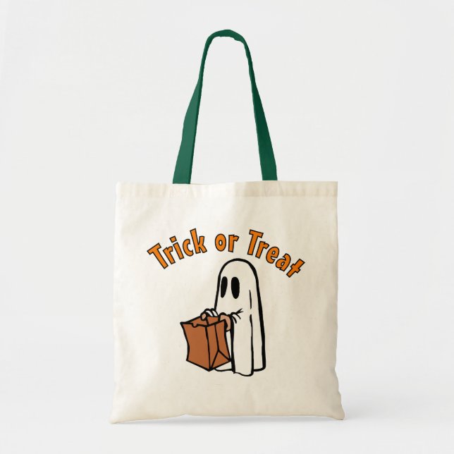 Halloween Ghost med Bag Bus eller godis Tygkasse (Framsidan)