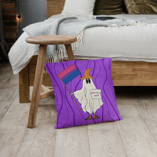 Halloween Ghost med Bisexual Flagga Kudde