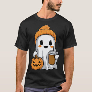 Halloween Ghost med funny iserad kaffepumpkin Ora T Shirt