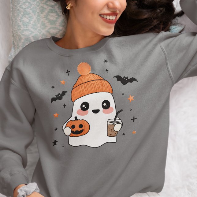 Halloween Ghost med iserad kaffe T Shirt (Skapare uppladdad)