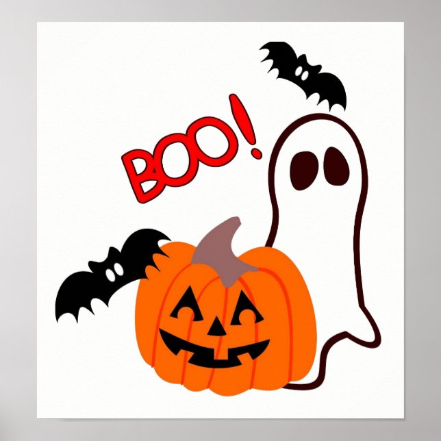 Halloween Ghost med pumkin Poster (Framsidan)