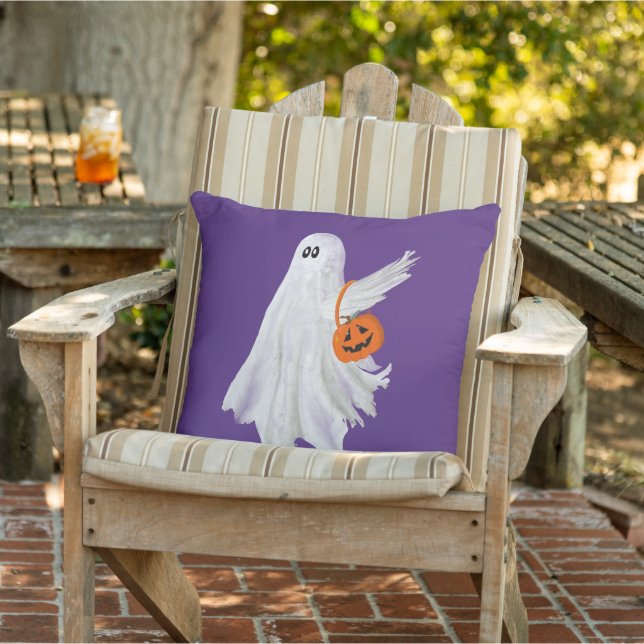 Halloween-ghost med pumpaskötselhink kudde (Stol)