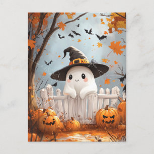 Halloween Ghost med pumpor Helg Vykort