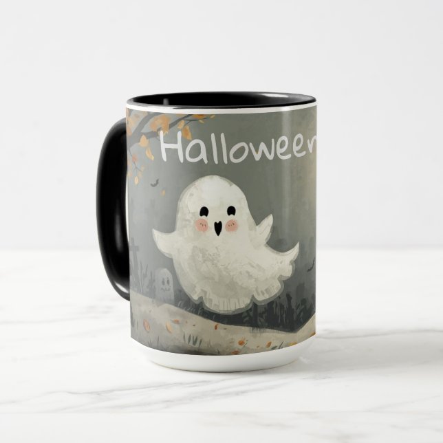Halloween Ghost Mugg | Spooky Coffee Kopp (Framsida vänster)