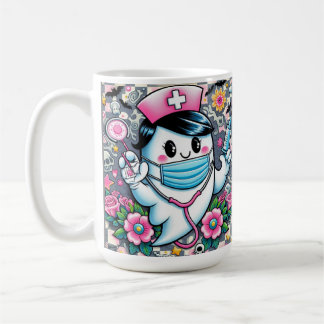 Halloween Ghost Nurse med mask och sprutor Kaffemugg