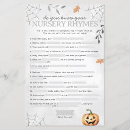 Halloween Ghost Nursery Rhyme Baby Shower-spel