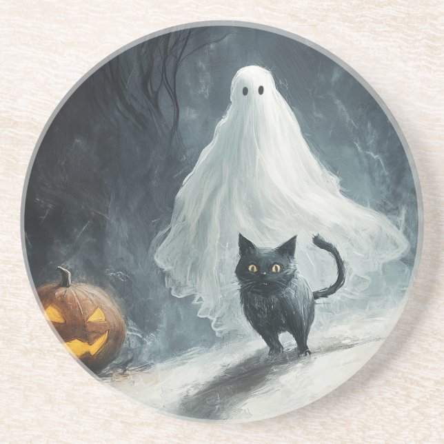 Halloween Ghost och Black Cat Underlägg (Framsidan)