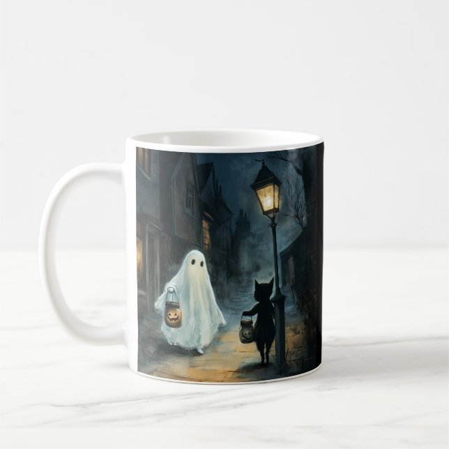 Halloween Ghost och Cat-räknare Kaffemugg (Vänster)