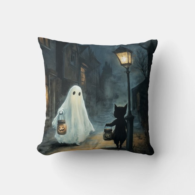 Halloween Ghost och Cat-räknare Kudde (Framsida)