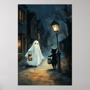 Halloween Ghost och Cat-räknare Poster