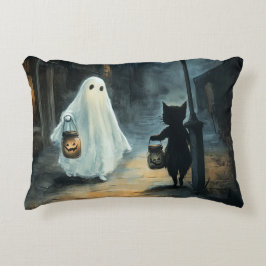Halloween Ghost och Cat-räknare Prydnadskudde