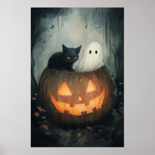Halloween Ghost och Cat SPA Poster