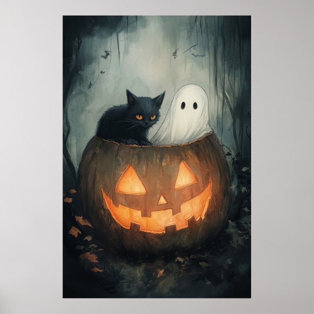 Halloween Ghost och Cat SPA Poster (Framsidan)