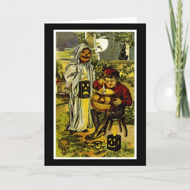 Halloween Ghost och Jack-o-Lantern Kort (Framsida)