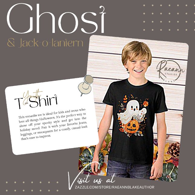 Halloween Ghost och Jack-o-lantern Youth T-Shirt (Skapare uppladdad)