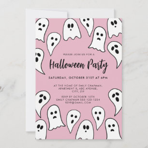 Halloween Ghost Party rosa Inbjudningar