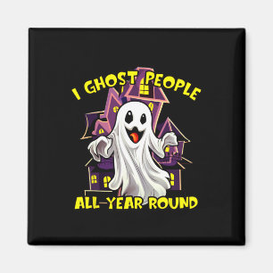 Halloween Ghost People hela året, rund fjony Ghost Magnet
