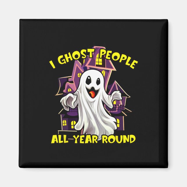Halloween Ghost People hela året, rund fjony Ghost Magnet (Framsidan)